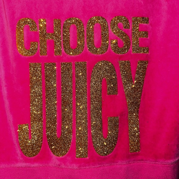 Juicy Couture “vintage” CHOOSE JUICY Pink and gold glitter tracksuit Jacket - Picture 2 of 6